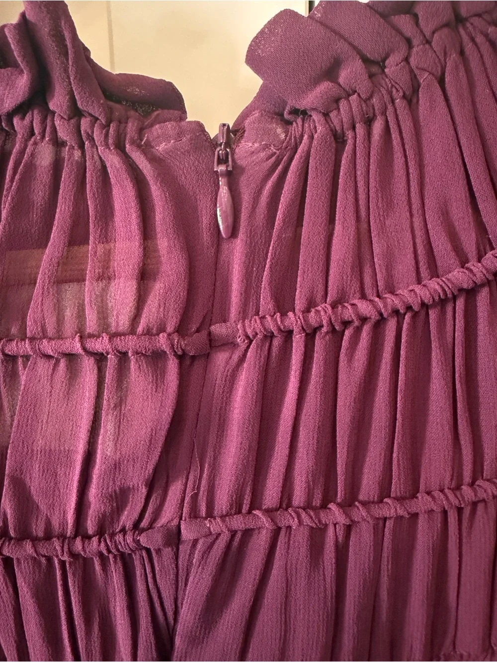 FARM Rio Plum Purple Ruffled Smocked Peasant Blouse